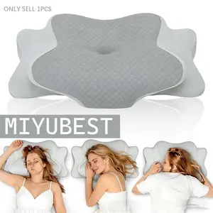 Miyubest Butterfly Pillow, Multi-Curve Design, Memory Foam Support, Cooling Cover, Divided Design, Large Armrests, Ideal for Deep Sleepers
