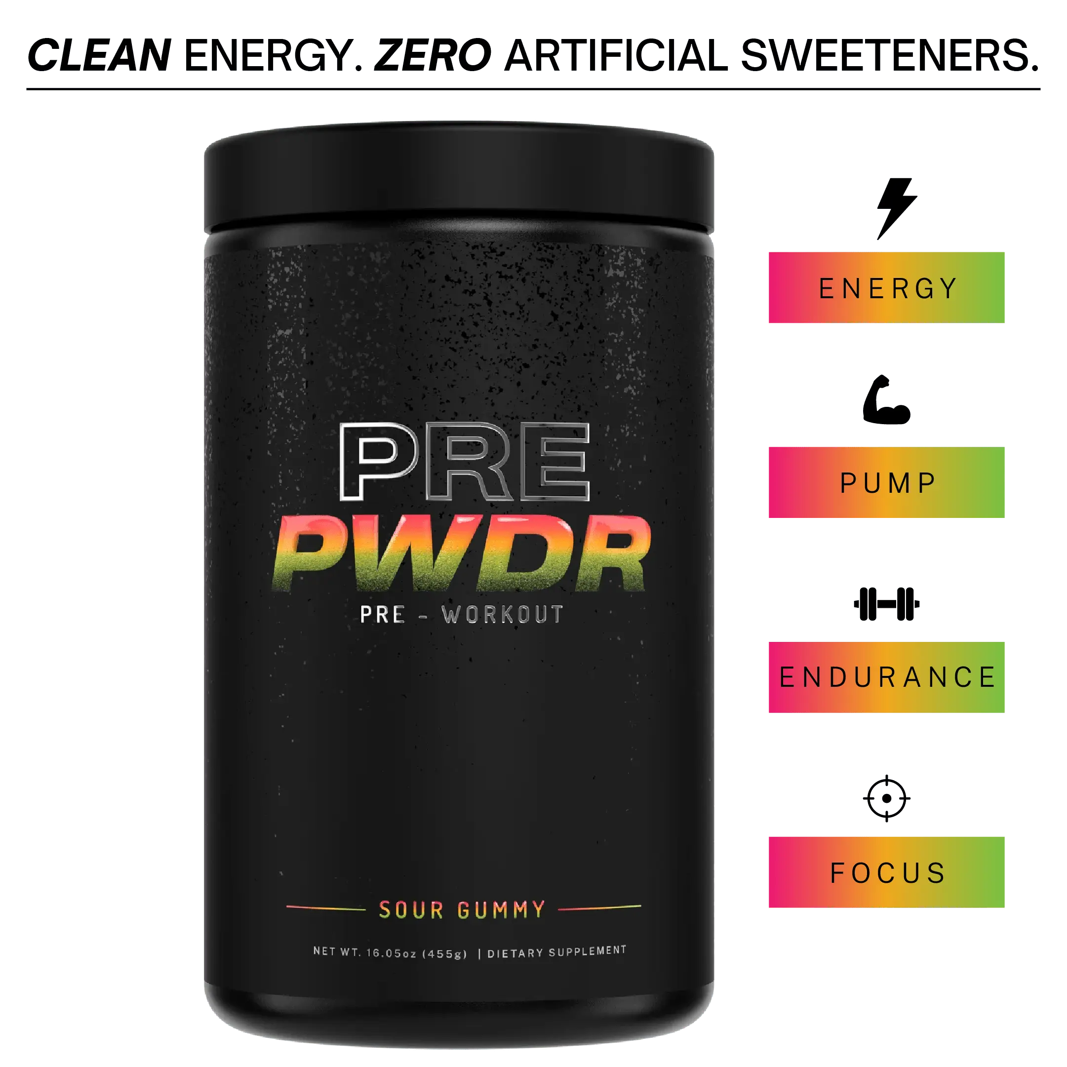 PWDRS Pre-Workout Powder, All Natural Pre Workout for Energy, Pump, Endurance & Strength, with Caffeine