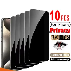 10pcs Anti-peep Privacy Screen Protector Compatible With iPhone 17 16 15 14 13 Pro Max Privacy Glass Protectors For iPhone 17 Air 16 15 14 13 Plus Tempered Glass 9H Full Cover Protective Film For iPhone 13 14 15 16 17 Pro Max With Independent Packaging
