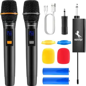 Marengo Wireless Karaoke Microphone, Rechargeable Metal Mic for Singing, Professional Microfono Inalambrico with Adjustable Volume, On/Off Switch, LED Lights, 10H Battery Life & 260FT Range, Perfect for Home, Party, Stage, Kids & Adults
