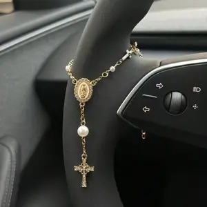 1pc Steering Wheel Rosary Ornament | Rosary Car Pendant Accessory | Car Decor | Car Hanging Decoration | Car Pendant | Unique Fashion Car Pendant Decoration