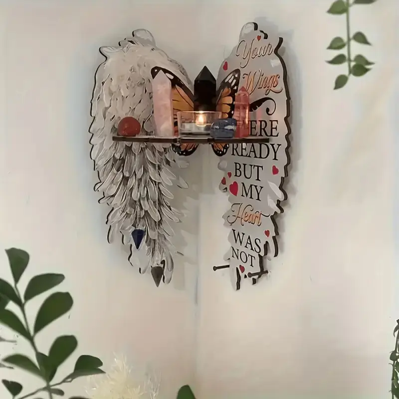 Bohemian Style Antique Angel Wing Corner Shelf, Valentine's Day Decoration, Vintage Home Decor for Home, Bedroom, Living Room, Bathroom
