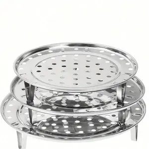 Three-Piece Stainless Steel Steamer Rack Set, Multi-Layer Round Steam Insert with Can Holder, Perfect for Home Kitchen Cooking Use