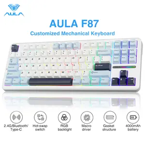 AULA F87 Wireless Mechanical Keyboard,75% TKL Custom Hot Swappable Keyboard,Gasket Mount Gaming Keyboard with PBT Keycaps,Pre-lubed Greywood Switches,2.4GHz/USB-C/BT5.0 RGB Backlit Mechanical Keyboard TikTokShopfalldealsforyou