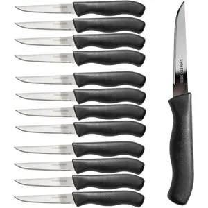 Paring and Garnishing , 12- Set,  with Straight Edge 3 Inch , Stainless Steel, Spear Point, Fruit and Vegetable  and Peeling, Black