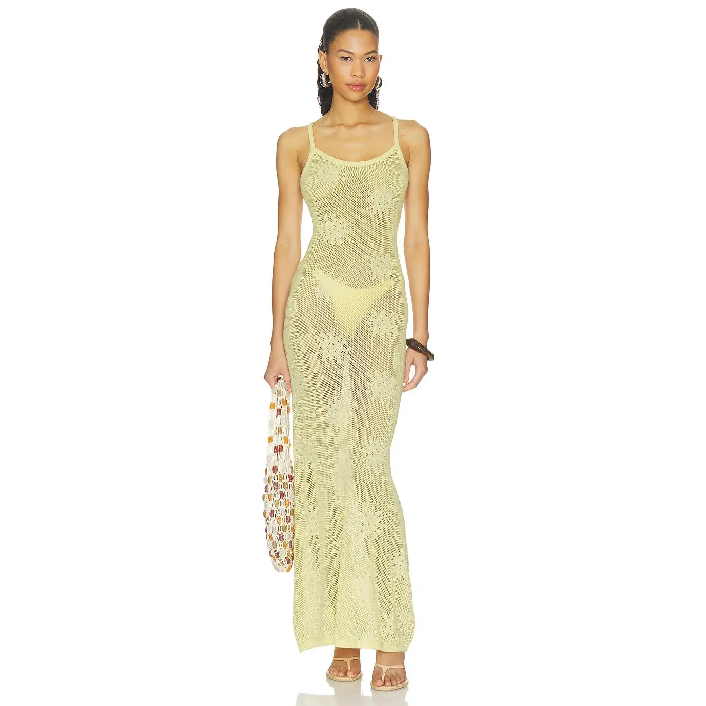 Runaway The Label Lene Scoop Neck Knit Maxi Dress in Lemon