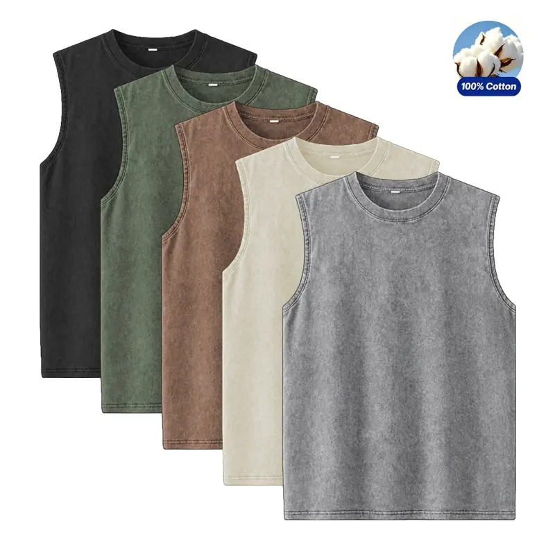 Men’s  Vintage Washed Sleeveless Tank Tops, Casual Crew Neck Sports T-Shirts, Suitable for Gym, Workouts, Fitness, and Streetwear,summerwins,father'sdaygifts,back to school,back to school shopping,clothes for back to school,first day of school outfits