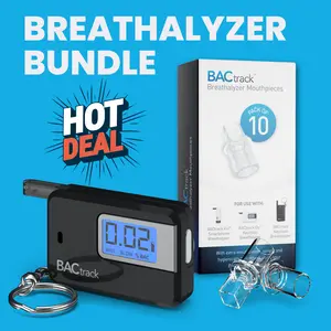 BACtrack Go Keychain Breathalzyer (Black) + Mouthpieces Bundle