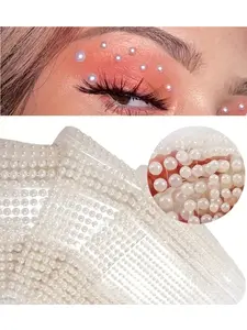900/750/646/504pcs (Bulk) Self-Adhesive White Pearl Stickers - 4 Sizes (Large to Small) Glossy Round Pearls for Face, Hair, Nails, Crafts, DIY, Wedding & Party Decorations - No Residue Removable Synthetic Gemstone Patches Nail Art Supplies
