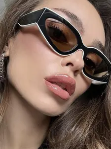 Unisex Vintage Cat Eye Frame Sunglasses, Trendy Casual Tinted Lens Sunglasses for Everyday Use, Fashion Accessories for Outdoor Activities, Trendy Styling Sunglasses