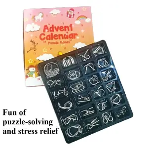 Holiday Atmosphere Christmas Blind Box, 24 Pieces, Metal Advent Calendar + Puzzle and Brain-Teasing Function, Cartoon Appearance with High Aesthetics, Creative Surprise Gift for Friends and Relatives on Christmas, Gift Box Set