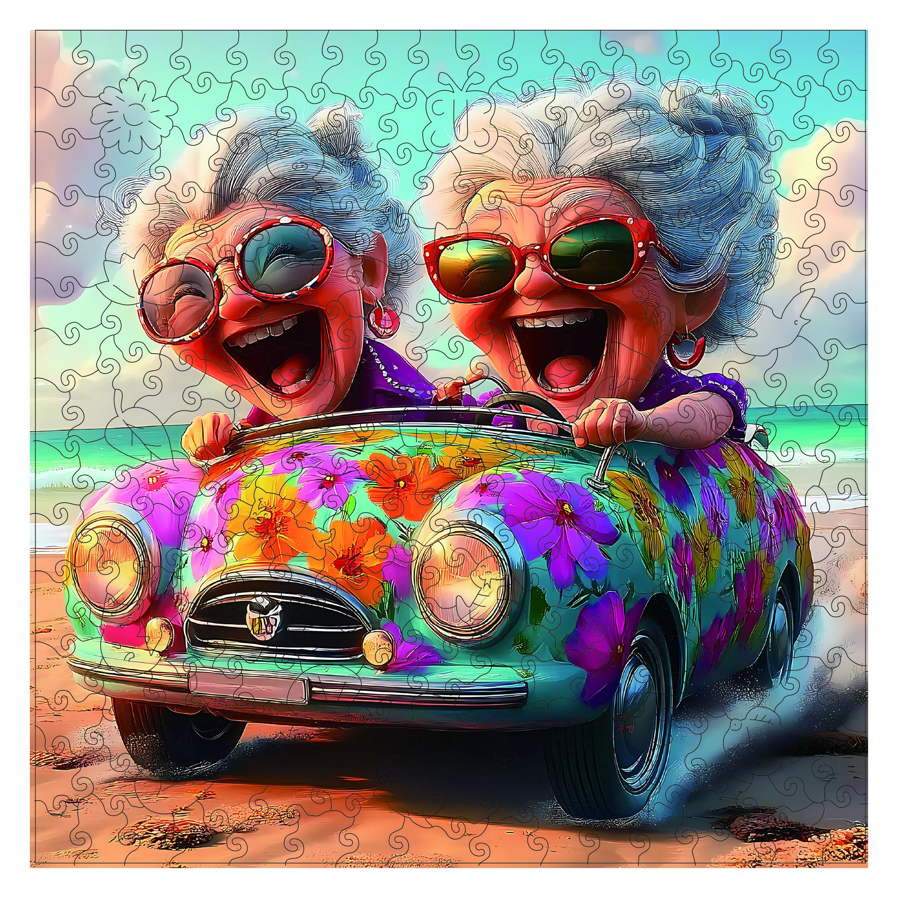 Irregular Cartoon Old Man Beach Self-Driving Wooden Jigsaw Kit for Adults, Modern Art Home Decor, Special Holiday Gift for Friends, Observation-Enhancing Toys & Hobbies Puzzle
