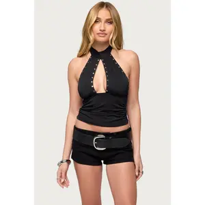 Mahliah Studded Cutout Halter Top