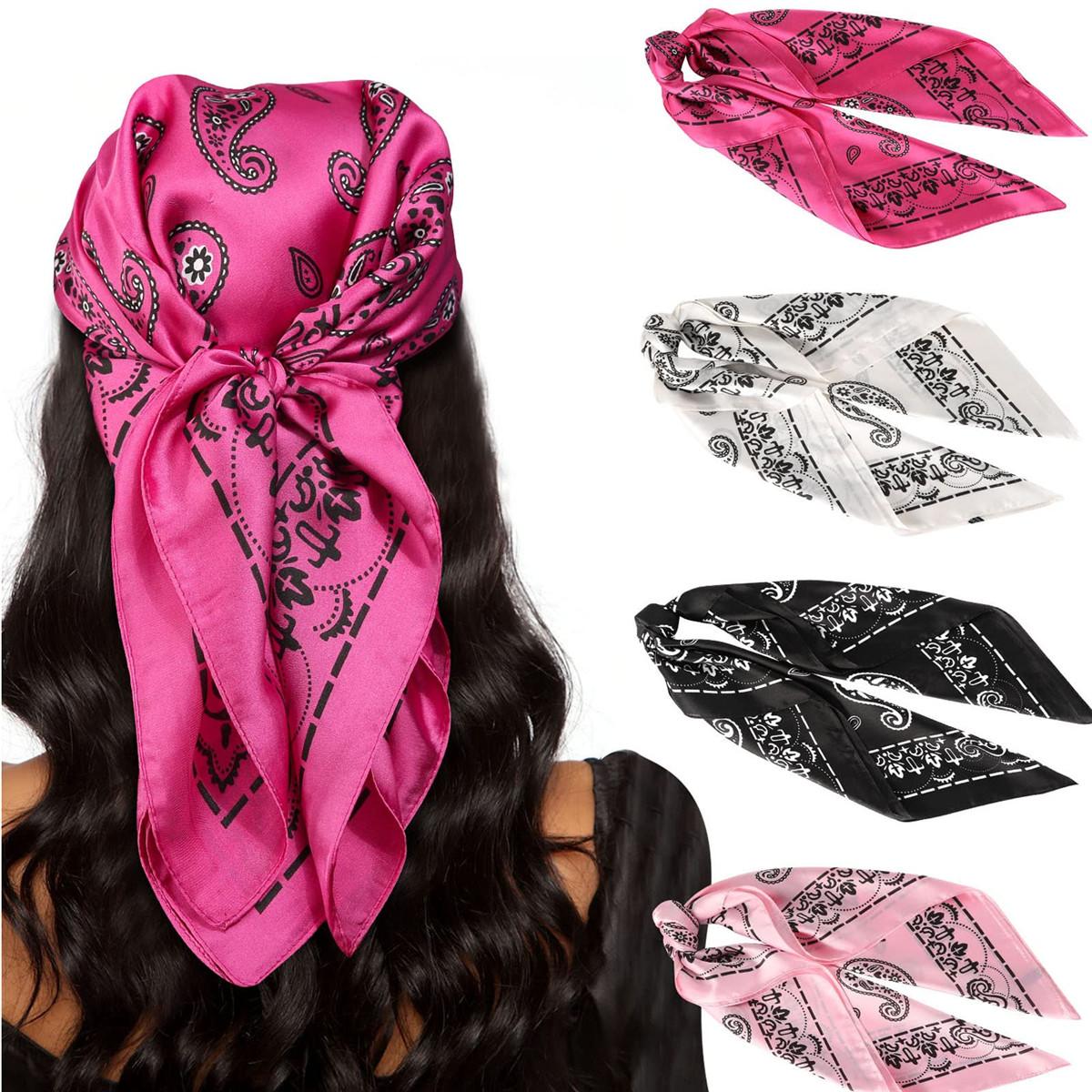 4PCS/Set 27.5In Satin Head Scarf Silk Like Hair Kerchief for Women Lightweight Hair Bandanas Head Scarves Neck Scarves Hair Wrap Hair Band Headscarf Hair Accessories