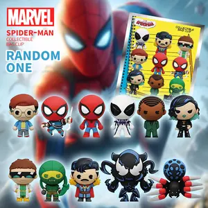 1PC Marvel Officially Licensed Spider Man 3D Three Dimensional Cute Image Cartoon Anime Blind Box Keychain Random Blind Bag key Ring Costume Backpack Decorations Accessories Creative Desktop Decorations Ornaments Christmas Halloween Birthday Surprise Gift