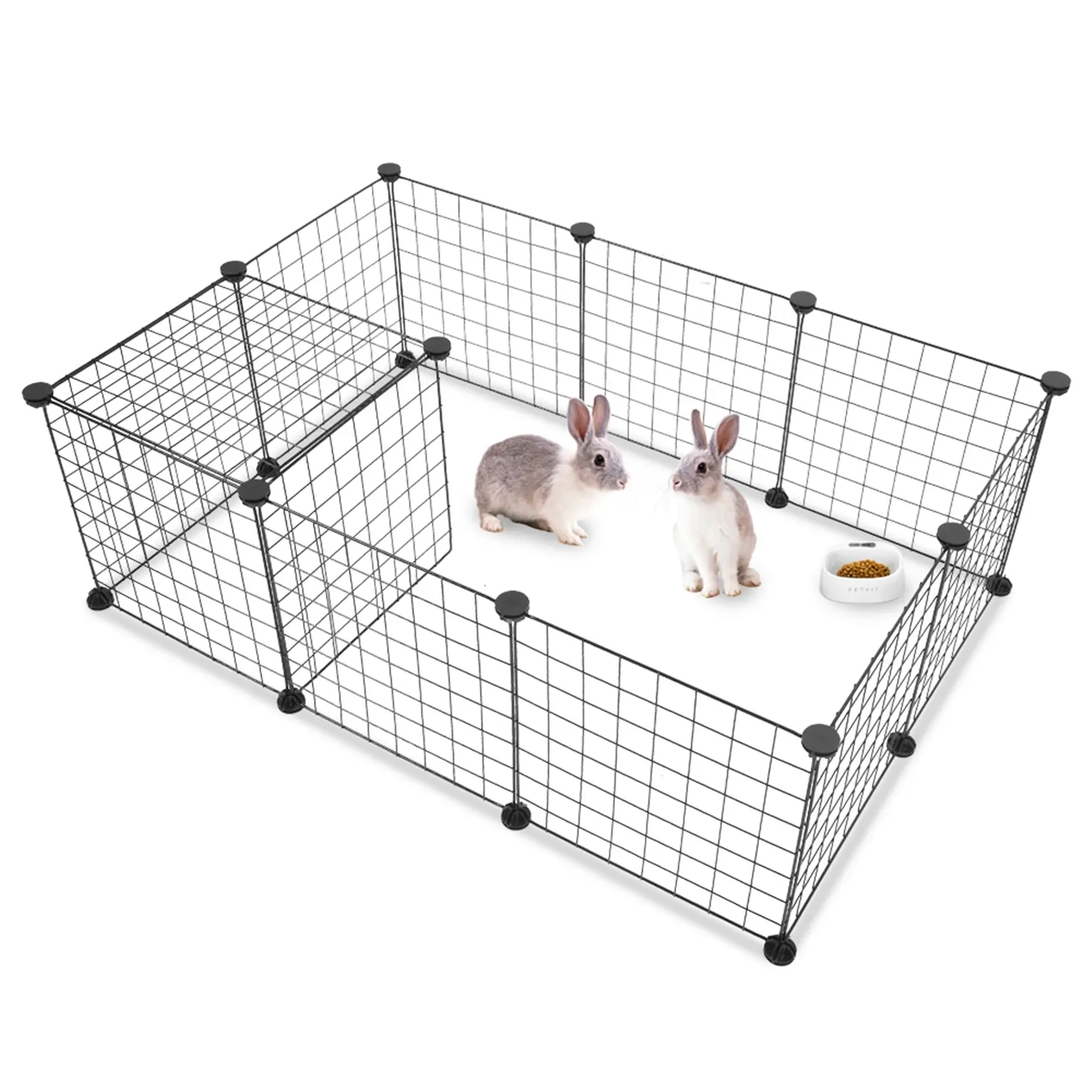 Small Animal Metal Wire Playpen - Portable Rabbit Cage for Room Changes, Expandable DIY Shape Panels, Easy-to-Assemble Guinea Pig Cages, Strong Durable Habitat Supplies