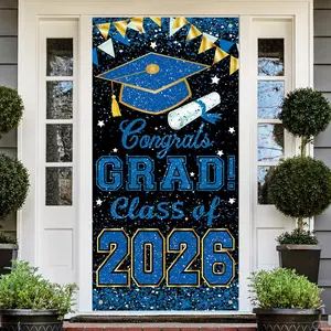 【graduation2026】Congratulations To The Graduating Class of 2026, Banners, Door Frames, Graduation Party Decorations, Front Porch Sign Wall with Lowered Back, Indoor and Outdoor Photography Studio Props, Party Supplies 180x90cm