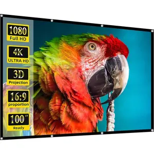 Projector Screen, 100 inch Movie Projector Screen16:9 Foldable Portable Projector Screens for Home Theater, Outdoor, Indoor Party, Office, Weding