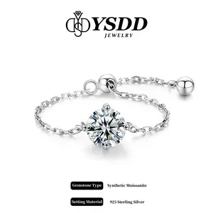 【#463 Today's Special】1CT Adjustable Chain Size 2- Size 9 vvs Synthetic Moissanite Rings in 925 Sterling Silver SpringStatements