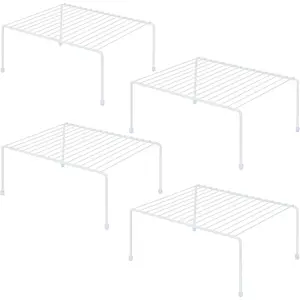 Medium (13.1 x 10.2 Inch) Cabinet Storage Shelf Rack Organizer for Kitchen Counter, Fridge, Cabinet, Bathroom Cupboard & Pantry (4, White)