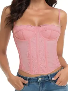 Raxnode Women's Vintage Adjustable Lace Bustier Corset Top - Fashion Women's Clothes, Sexy Going Out Party Club Top with Buckle