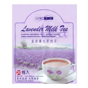 GINO Taiwan Milk Tea - Lavender Flavor (20 Bags, 400g) - Authentic Taiwanese Bubble Tea Mix