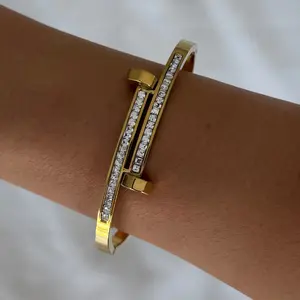 EVRY JEWELS Gold or Silver Plated Women's Radiant Row Bangle Bracelet