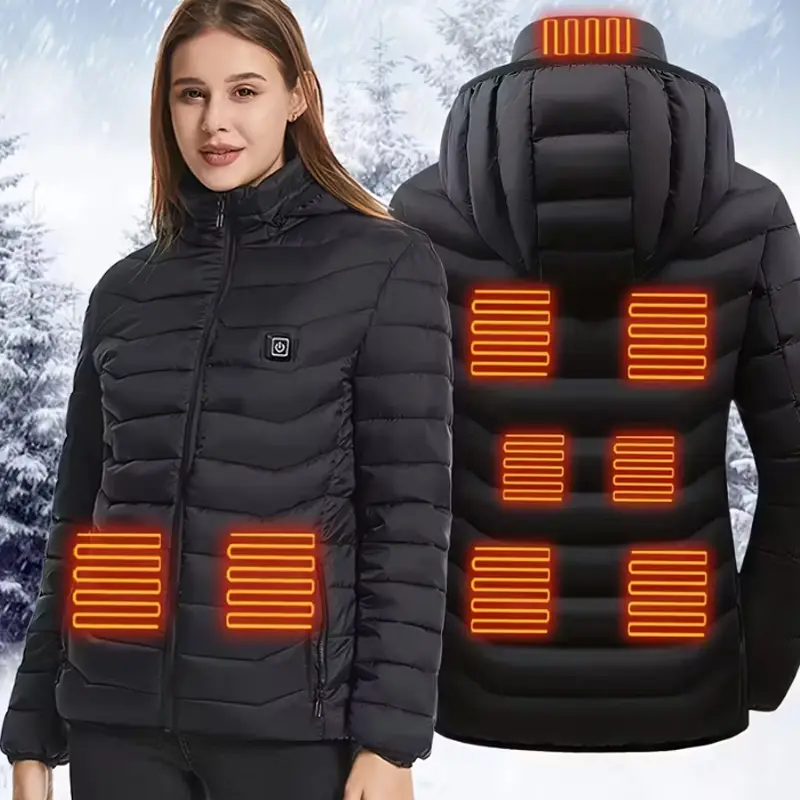 Women's and Men Winter Warm Heating Jacket, 9 Smart Heating Zones, 3 Temperature Settings, Lightweight Warm Fleece Zip Up Winter Coats, For Winter Outdoor Work Hiking Camping Sports