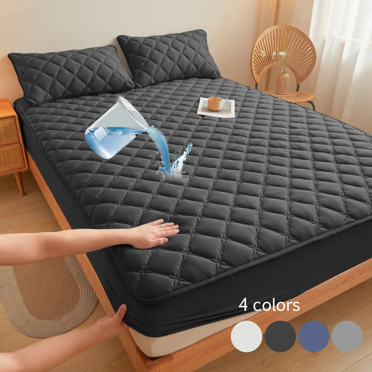 2pcs/3pcs waterproof and dirt-proof mattress cover Soft, comfortable and breathable mattress protector Suitable for bedrooms, guest rooms, apartments, schools and families with children, pets or the elderly Twin/Full/Queen/King  hotel mattress protection