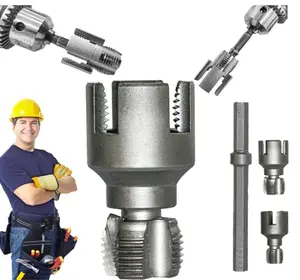 Pipe Thread Cutting Tool, Electric Drill Compatible Pvc Pipe Threader Kit, Thread Trimming and Angle Bolt Repair Tool, Garden Hose Thread Die, 1/2", 3/4"