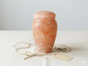 Himalayan Salt Pet Cremation Urn (8x8x11in) - Handmade Natural Memorial Keepsake for Ash Storage, Large Size Biodegradable Urn with Handcrafted Look, Returns to Soil