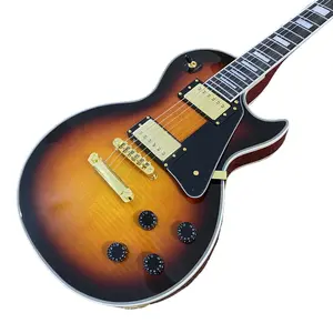Classic Sunburst gradient guitar Flame Maple Top Gold Part Mahogany Body