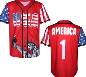USA Baseball Jersey for Men American Flag Statue of Liberty USA Eagle America Shirts Sports Uniform.