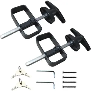 Shed Door Latch T Handle Lock Kit, 5½" Replacement Lock Set for Storage Barn, Playhouse & Chicken Coop, Black 2 Pack
