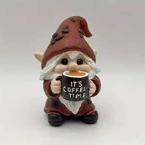 Dwarf Drinking Coffee Figurines Resin Crafts Home Decor Desktop Ornaments Christmas Gift Paperwhite New Arrival