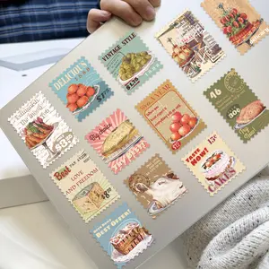 PRSTINCOL 100pcs Vintage Adhesive Die-Cut Decorative Food Stickers - Retro Cafe Signs for Journaling Planners, DIY Projects (Food Lover Gift), Adhesive Stickers Stickers