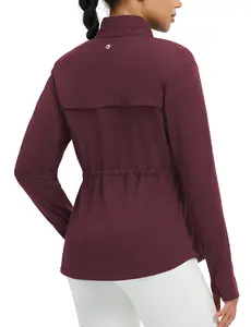 baleaf Womens Fleece Lined Jacket Zip Up Lightweight Winter Coats with Zipper Pockets Warm Jackets Slim Fit Cinch Waist