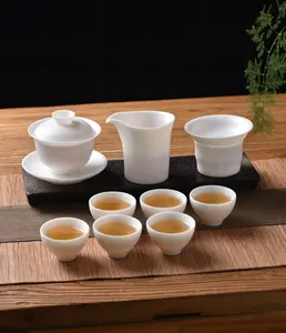 Hence Tea - Gaiwan Set, Hence No. 1 - Mutton Fat Jade Porcelain - Gaiwan 5.0 fl oz - Teacup 1.0 fl oz - Gong Dao Bei 5.0 fl oz - a Charming Companion for your Tea Ceremonies