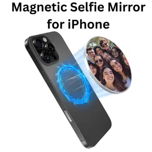 Magnetic Selfie Mirror for iPhone – Wide-Angle Convex Back Camera Attachment for Vlogging, Makeup & Rear Camera Selfies