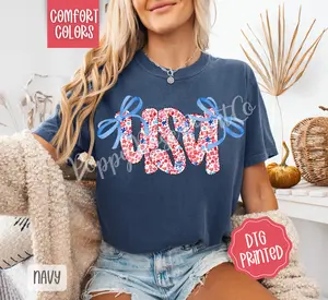 Coquette USA Comfort Colors Tshirt, Cute American Tee, Girly Fourth Of July Shirt