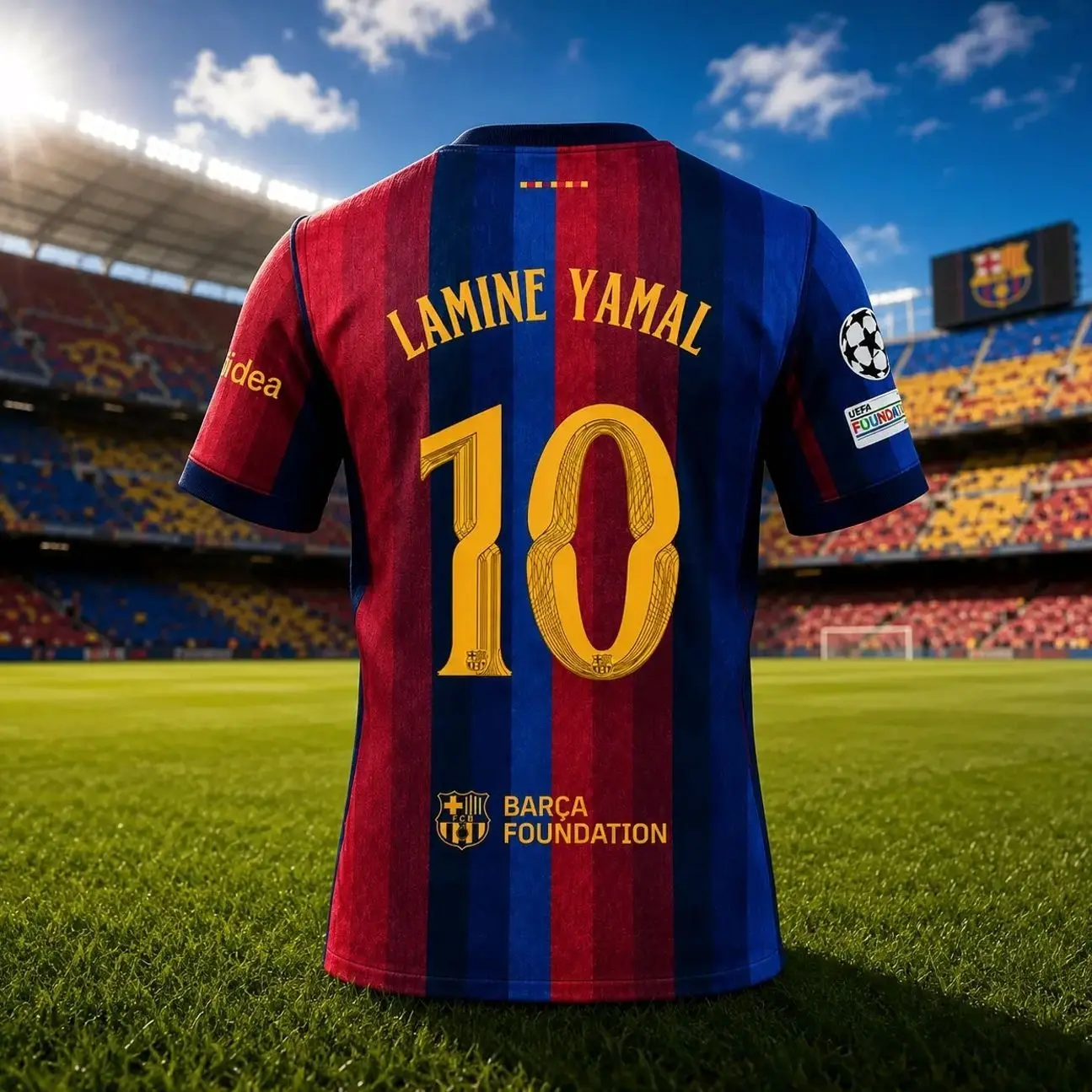 2025/26 FC Barcelona Home #8 Pedri Jersey - Blue-Red Stripe Unisex Replica, Barca Foundation Match Day Kit, Sports Collectible Gift for Fans M