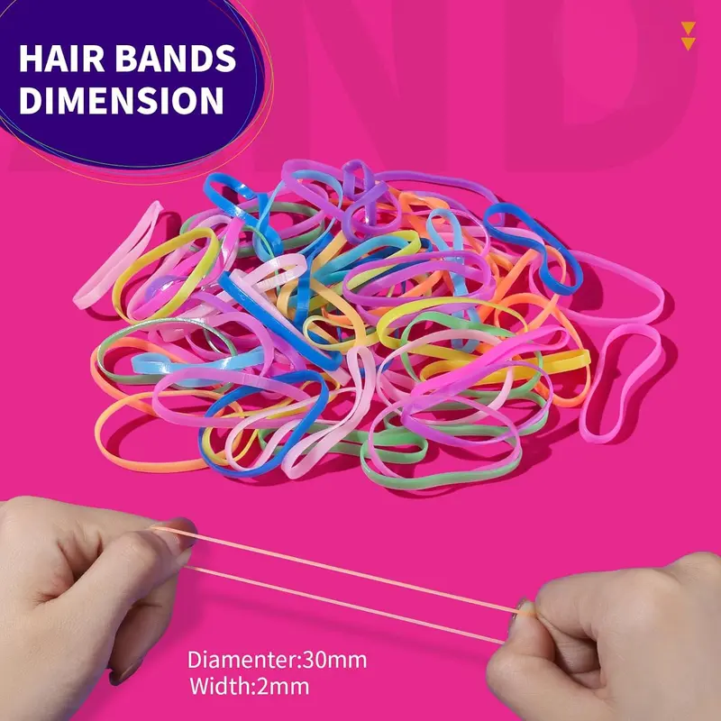 Vinisay Toddler Girls' Small-Size Colored Hair Elastics Hairbands & Scrunchies - Casual Hairstyle Accessory, Plain & Assorted Colors, Strong Elasticity, Free Gift, Disposable Option for Daily Use