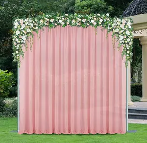 14 ft x 57" Chiffon Event Backdrop Curtain Drape Panel - Rose Pink (1pc)
