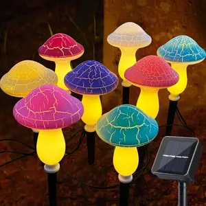 Solar Powered Mushroom Shaped LED Light, 8-light Mushroom Model Light String, Decorative Light for Home Garden Party Wedding