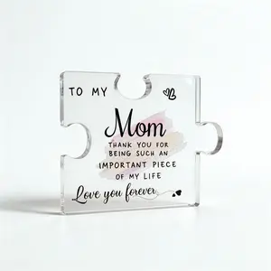 Transparent Shiny 2D Acrylic Puzzle Plaque (3.5×4in) - Mom-Focused Birthday/Mother's Day Gift, Compact Desk Decor, Home Supplies with Box
