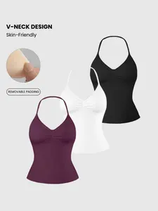 Solid Color Halter V-Neck Backless Braided Top, High Elasticity Comfortable Seamless Shaping Innerwear, Yoga Fitness Running Pilates Lightweight Unrestrictive, Backless Sports Vest, Yoga Workout Vest, Backless Gym Activewear, Workout Sleeveless