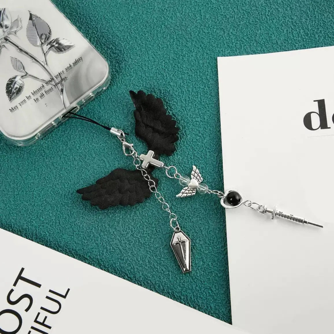 Angel & Devil Wing Design Phone Chain, 1 Count Cute Phone Lanyard, Fashion Phone Charm for Women & Girls, Phone Decoration Accessories for Bag, Earphone, Keychain, Cell Phone Charm, Phone Accessory
