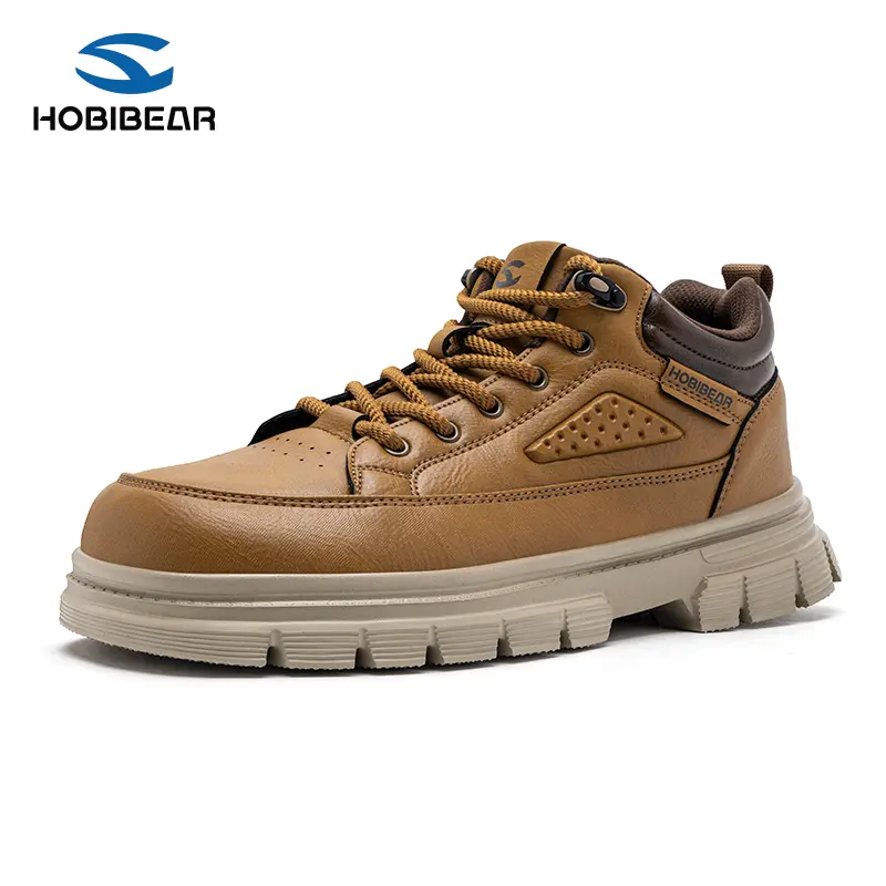 HOBIBEAR Minimalist Leather Barefoot Boots Wide Toe Box Zero Drop Unisex High Top Walking Hiking Boots widefeet