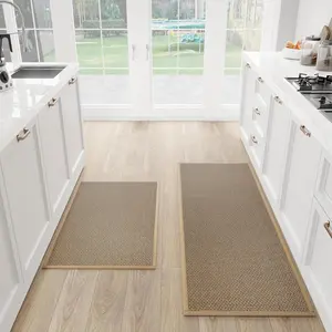Kitchen Mat Set of 2 PCS, Cushioned Non Slip Rugs for Kitchen Floor, Absorbent Runner Comfort Standing Mats Washable for Kitchen, Office, Home