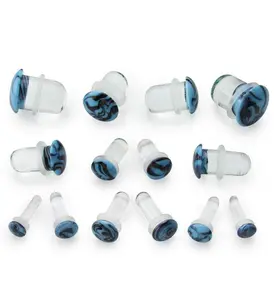 Blue & Black Haze Single Flare Glass Plugs